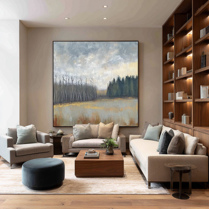 Woodland Solitude - Modern Impressionist Forest Landscape Wall Art