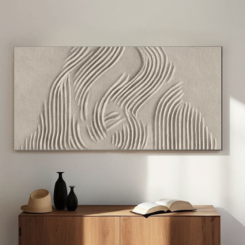 Sculptural Wave Line Beige Wall Art