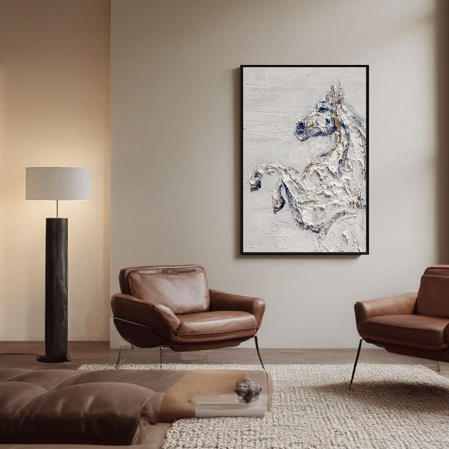 Textured White Horse Wall Art