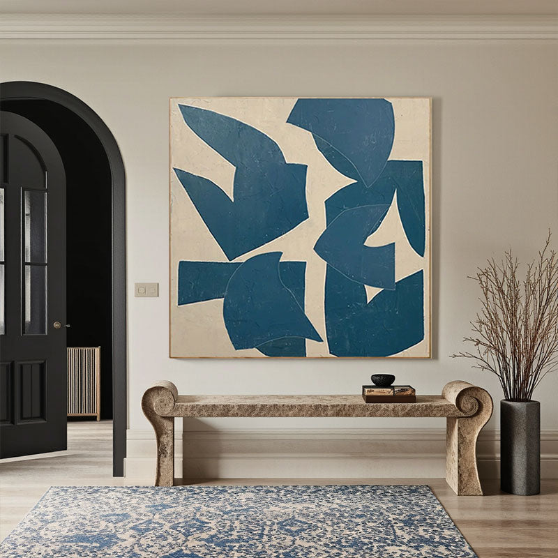 Hand-Painted Navy Bird Silhouette Wall Art