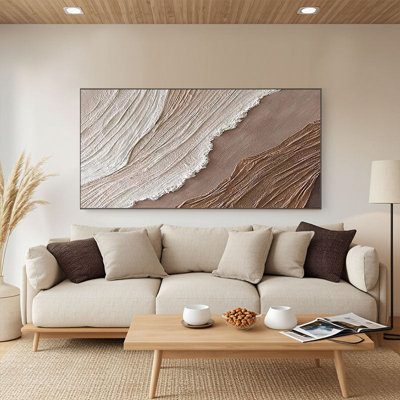 Textured Wave Wall Art – Neutral Tone Coastal Decor