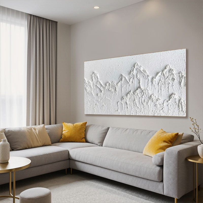 3D Textured White Mountain Wall Art