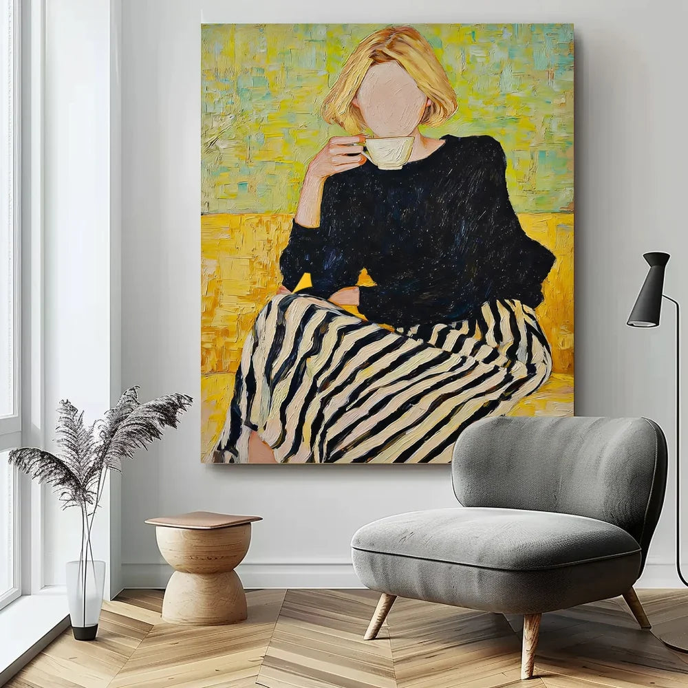 Faceless Coffee Woman Wall Art