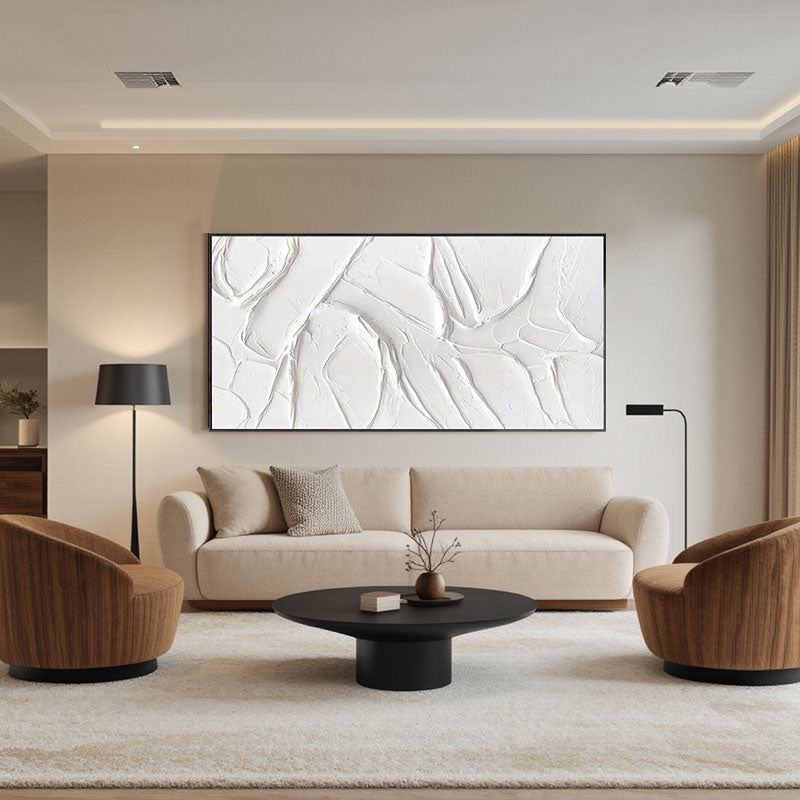 Textured White Relief Wall Art
