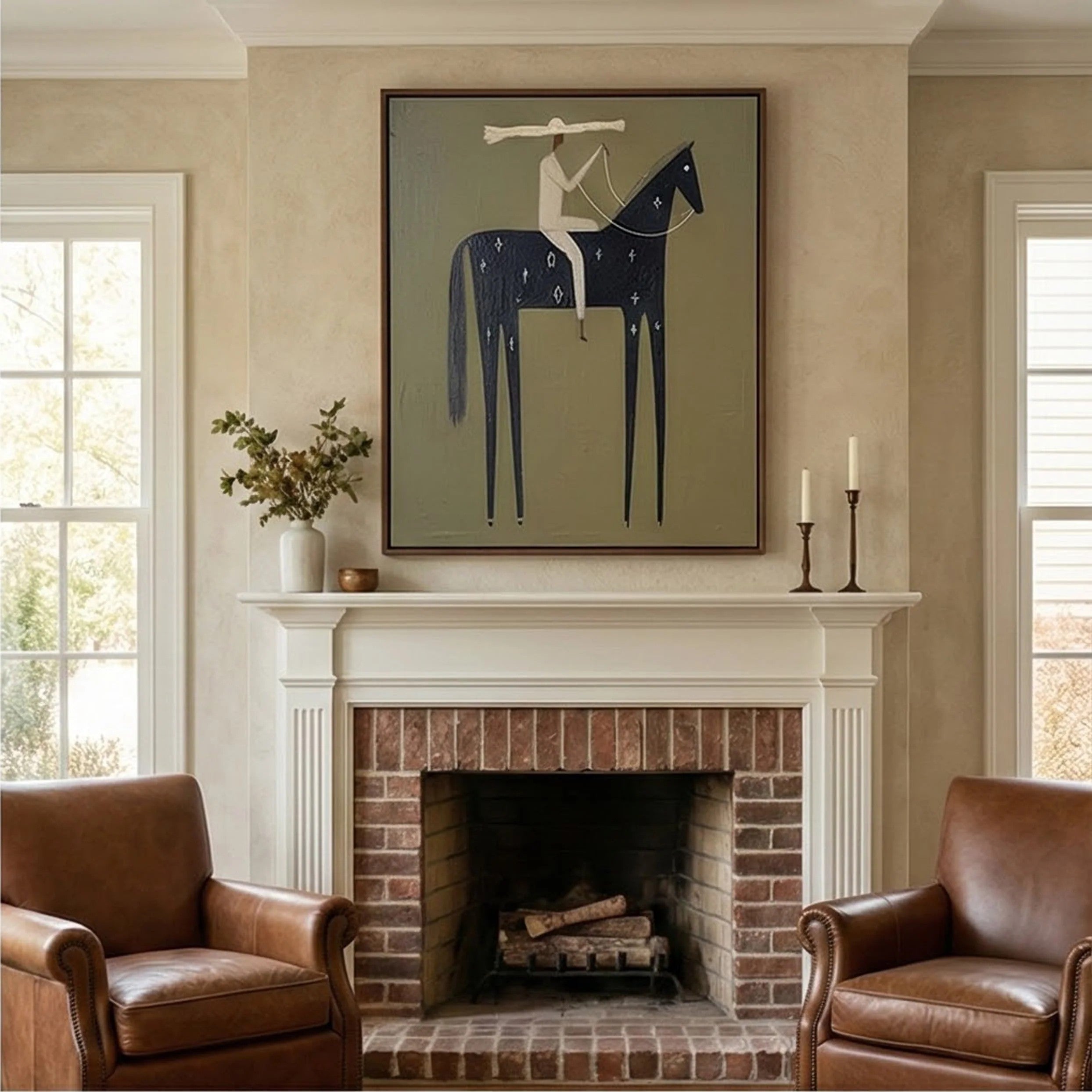Whimsical Starry Horse Rider Wall Art