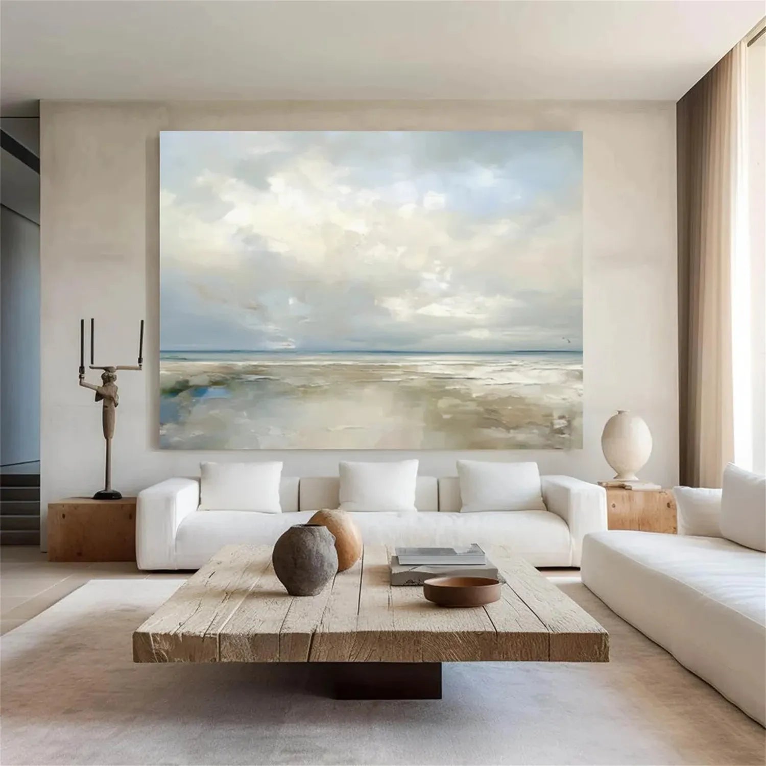 Cloudy Coastal Horizon Wall Art