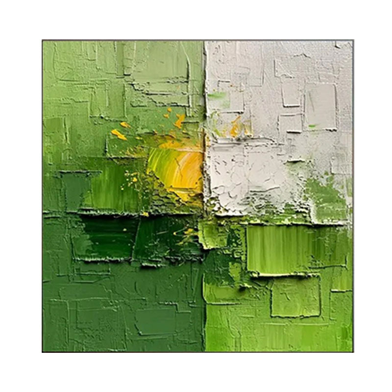 Textured Green Yellow Color Block Wall Art