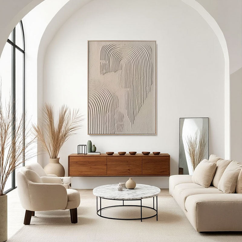 3D Textured Beige Arch Line Wall Art