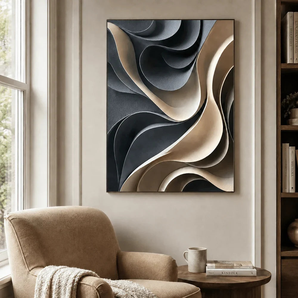 Sculptural Curved Waves Wall Art