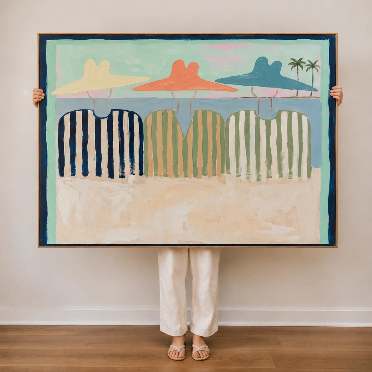 Coastal Beach Umbrellas & Chairs Wall Art