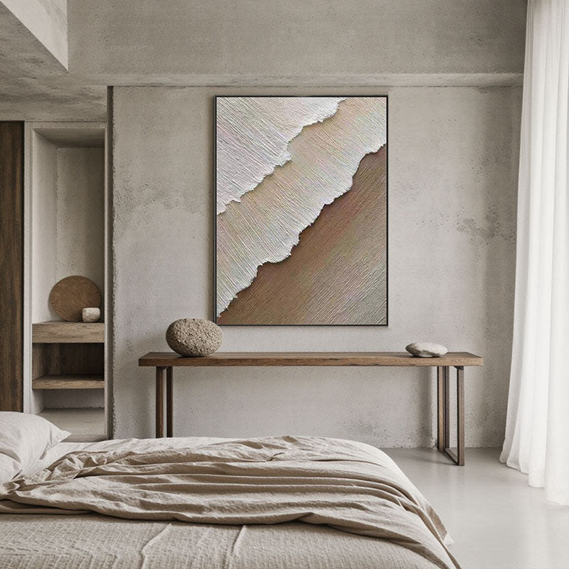 3D Textured Beige & White Coastline Wall Art
