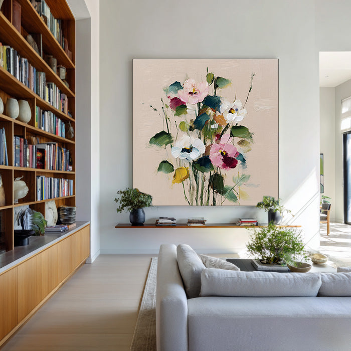 Ode to Spring - Hand Painted Modern Impasto Floral Oil Painting