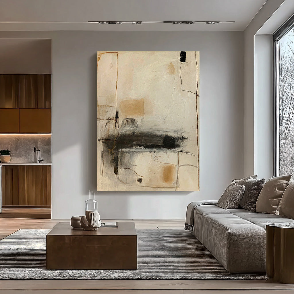 The Draft of Time - Wabi Sabi Earth Tone Line Wall Art