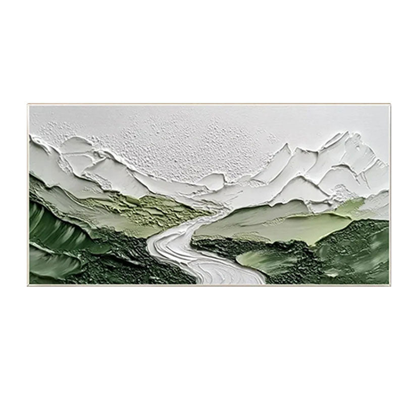 Textured Mountain River Landscape Wall Art