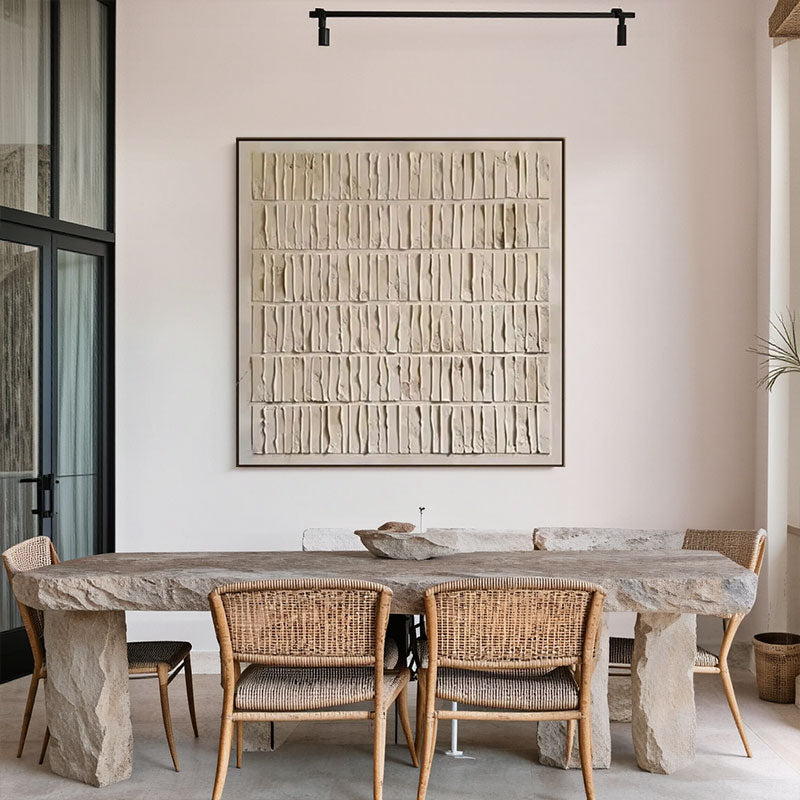 3D Textured Ivory Brick Stack Wall Art
