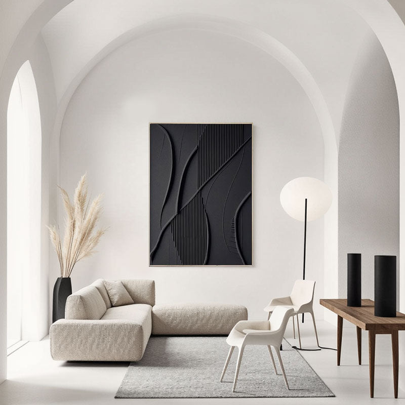 3D Textured Black Line Wall Art