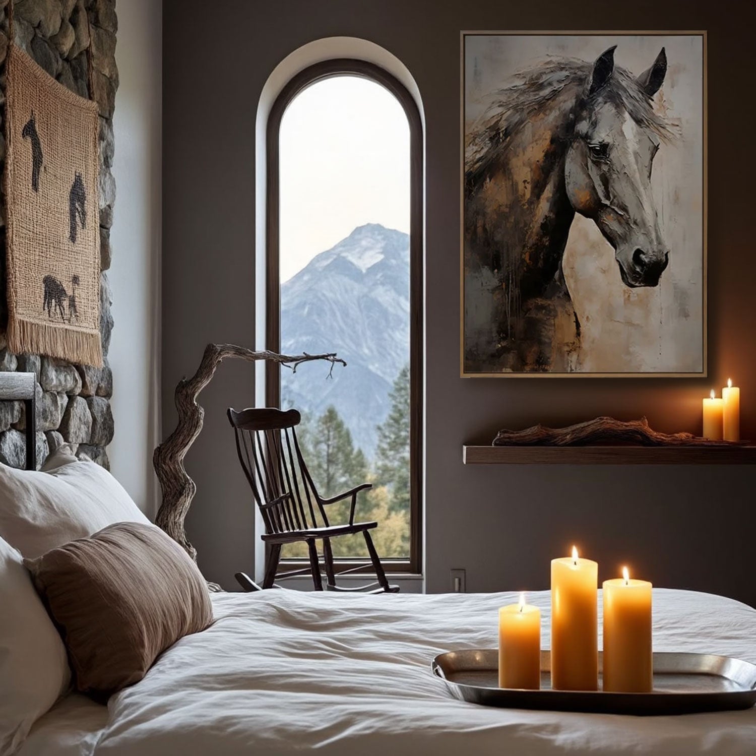 Framed Textured Horse Portrait Art