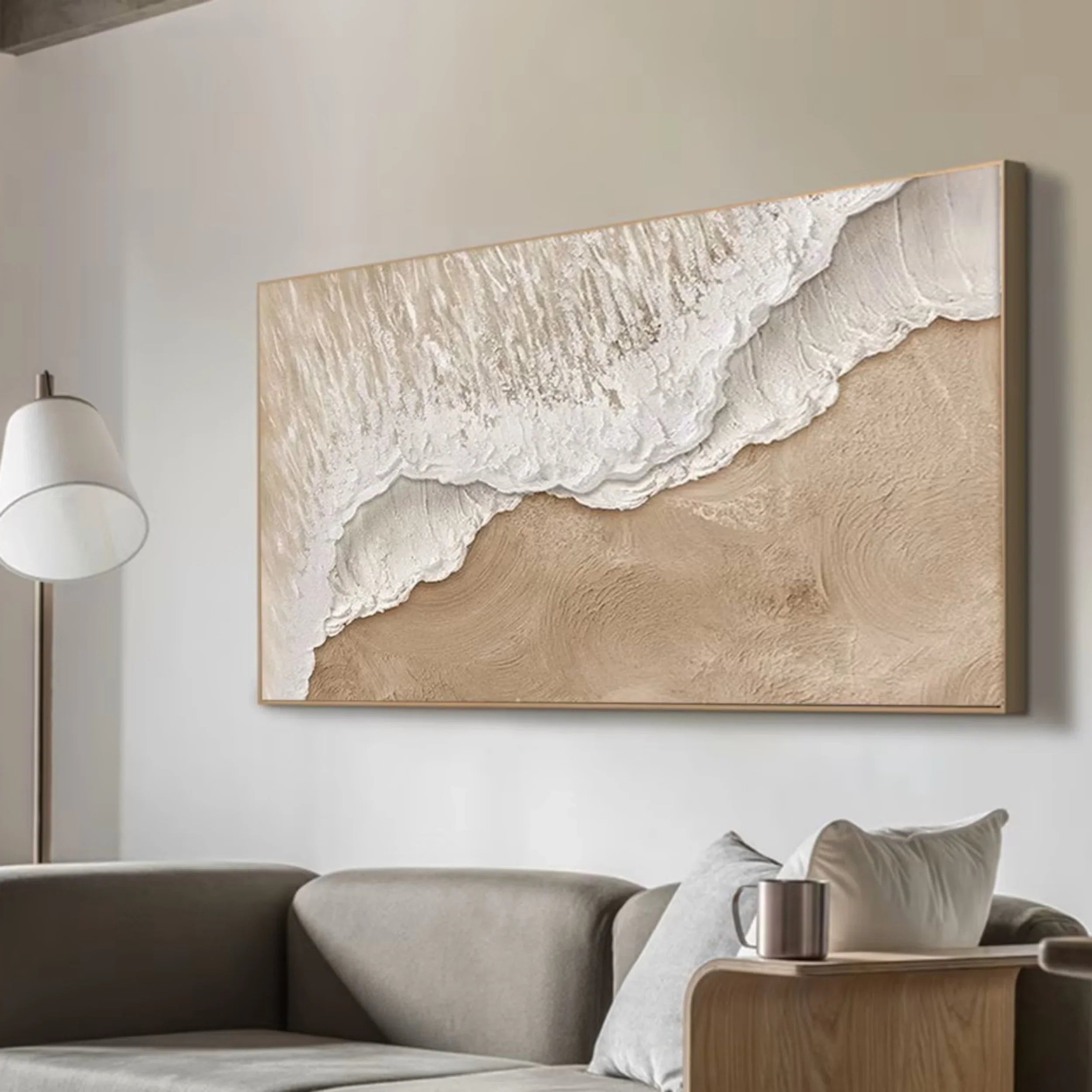 Wabi Sabi Textured Wave Canvas Art