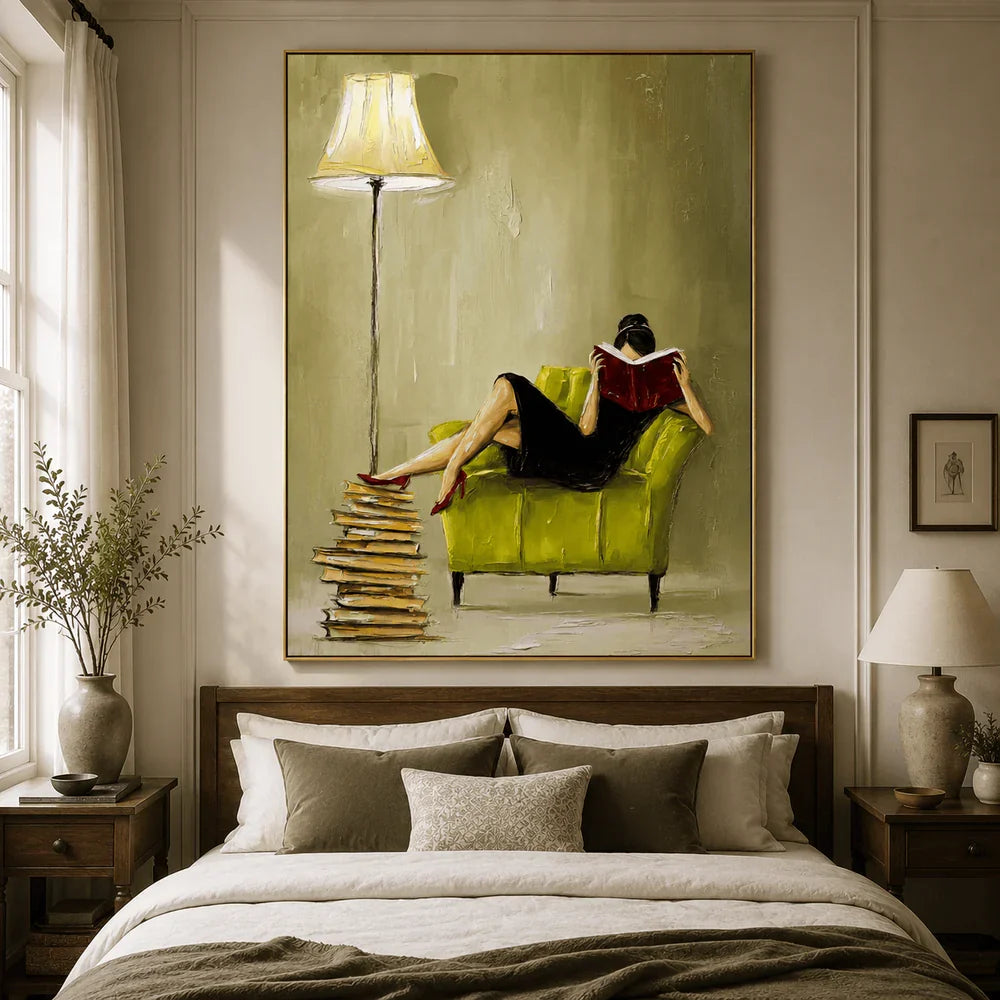 Impasto Reading Woman Wall Art