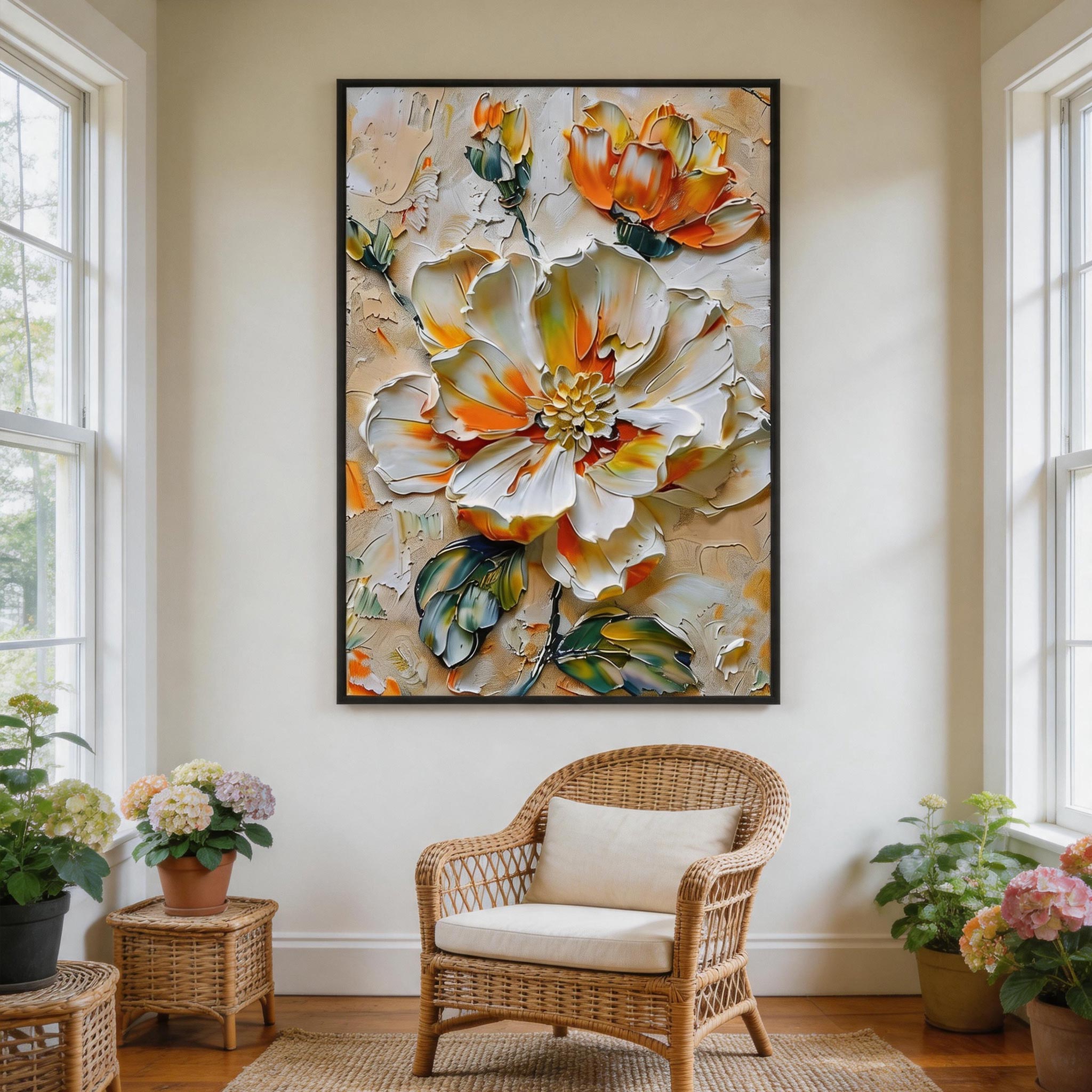 3D Textured Ivory Bloom Wall Art