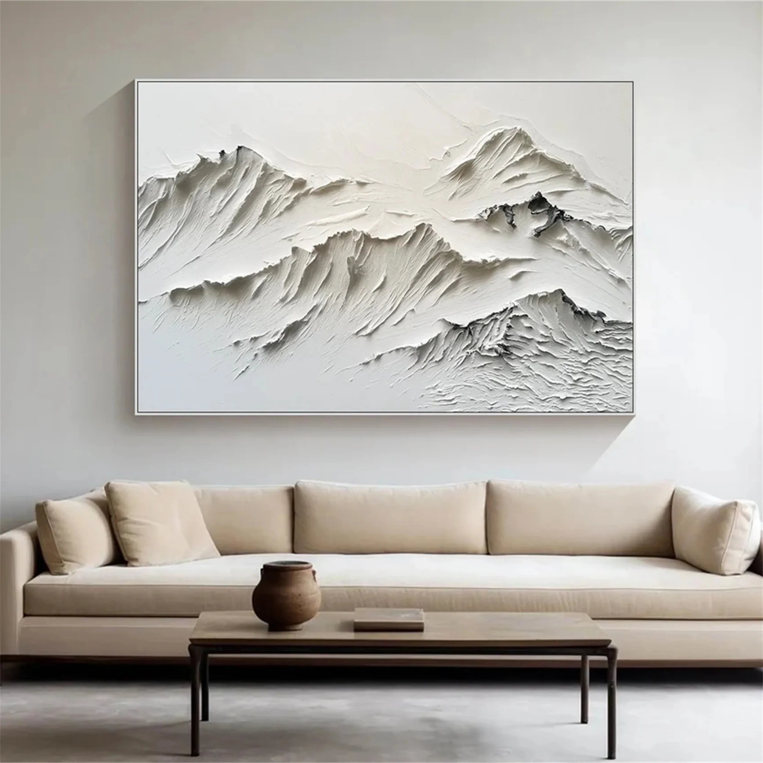 Textured White Peak Relief Art