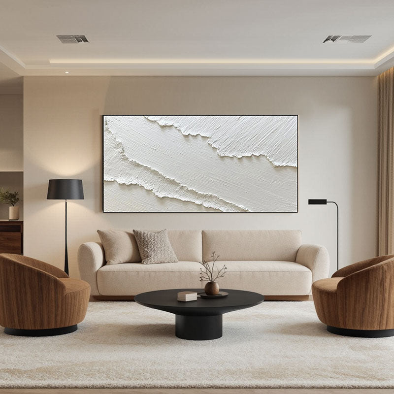 Textured White Ridge Wall Art