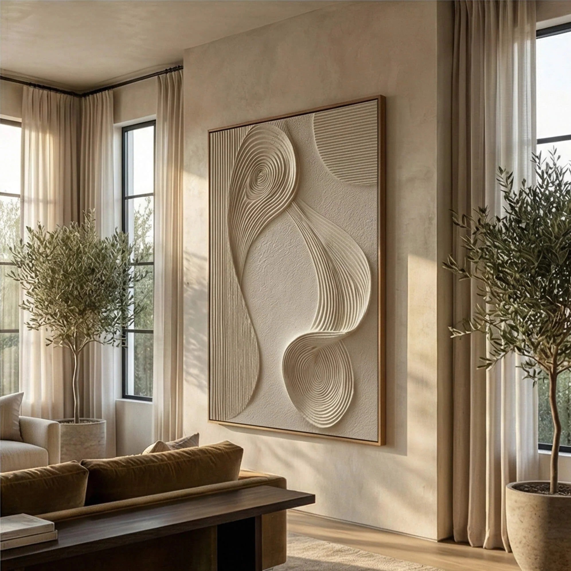 3D Sculptural Swirl Line Wall Art