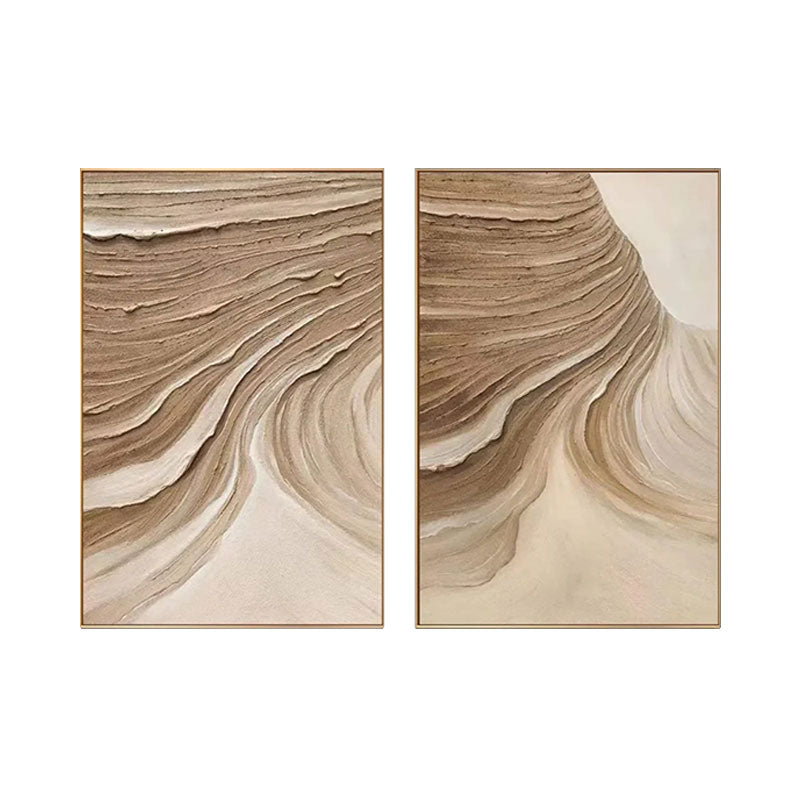 Flowing Earth Tone Abstract Canvas Set of 2