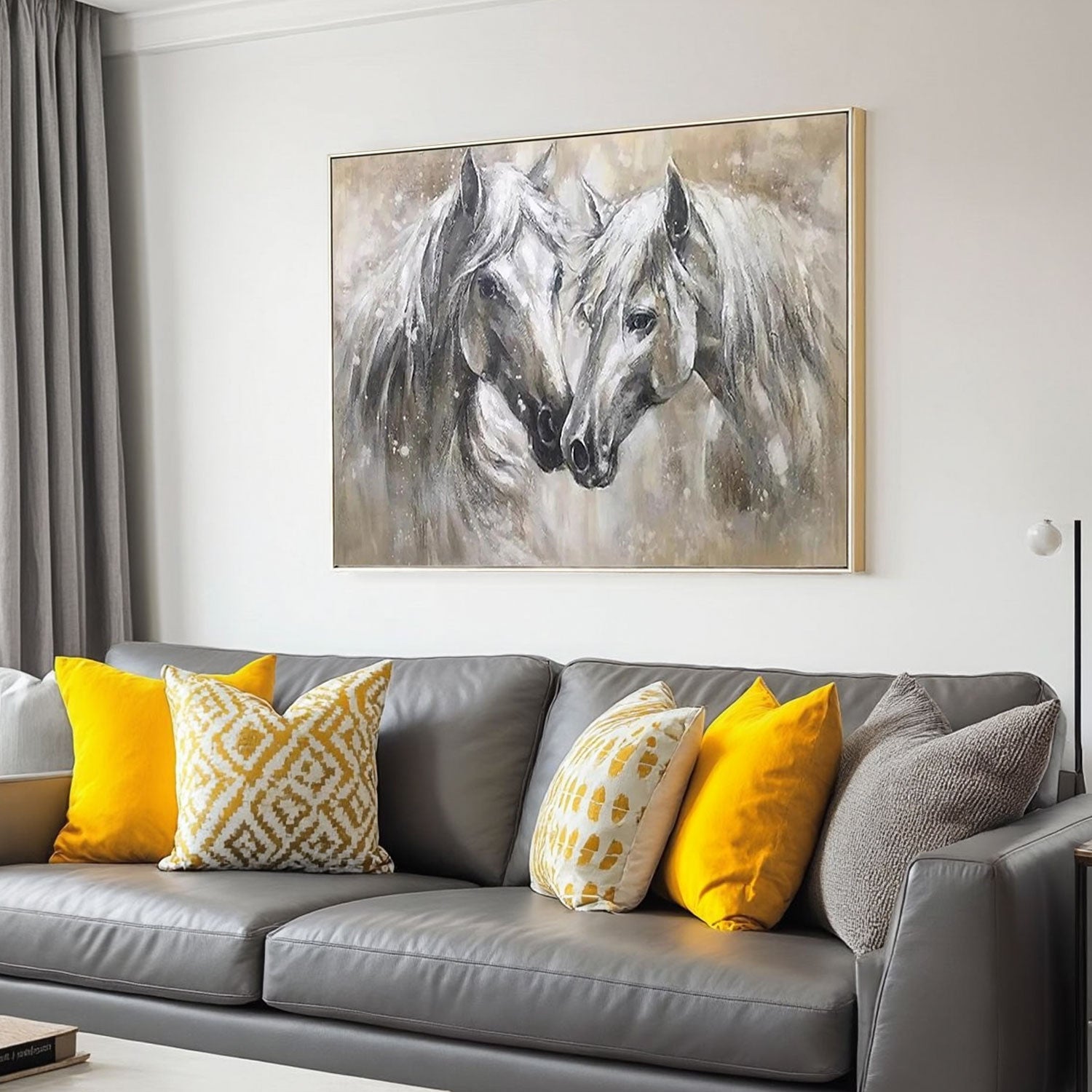 Textured Grey Horse Pair Wall Art