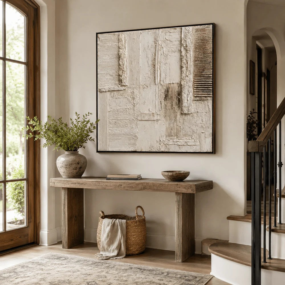 Sculptural Ivory Block Panel Wall Art