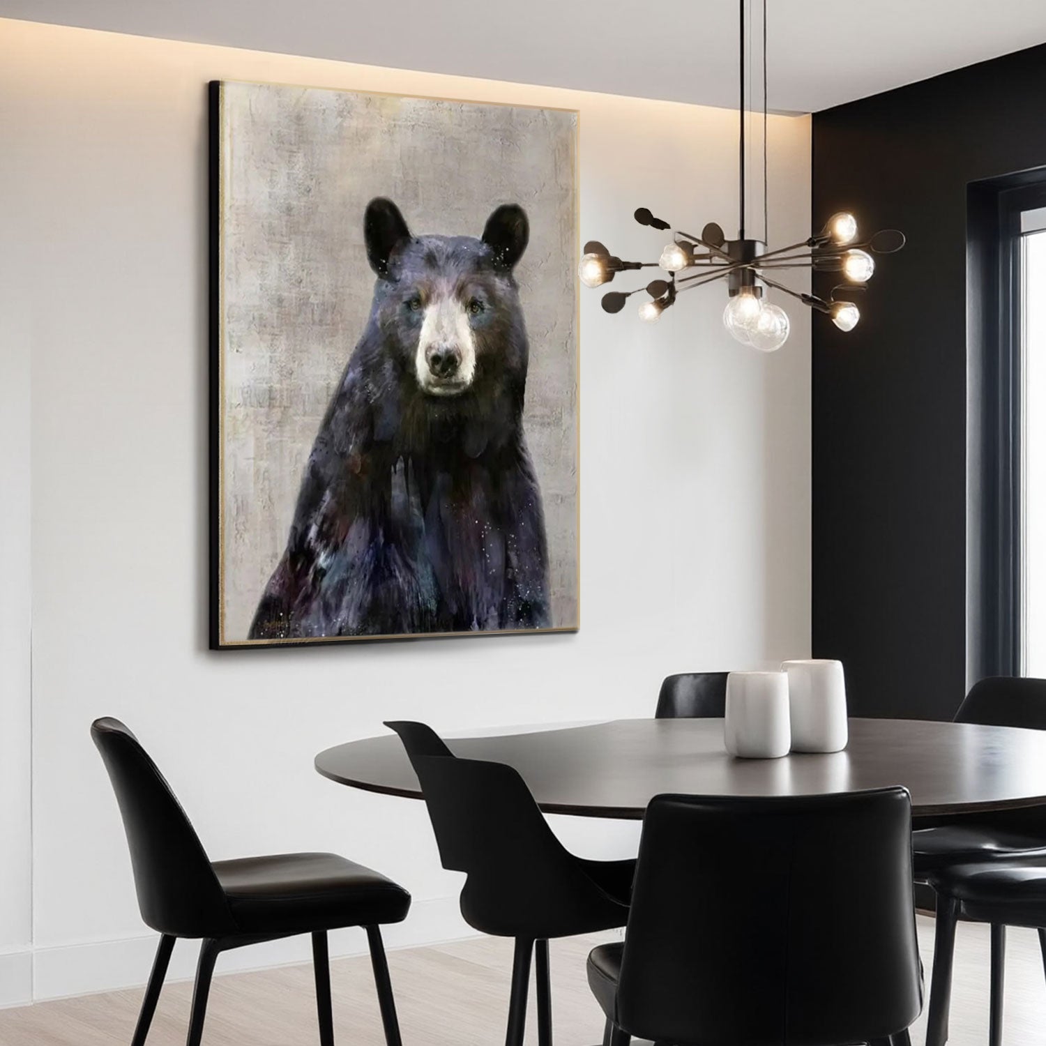 Textured Black Bear Portrait Wall Art