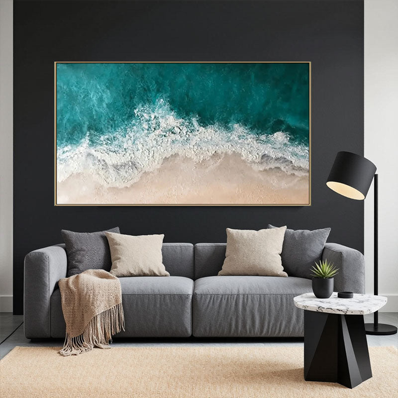 Textured Turquoise Wave Beach Wall Art