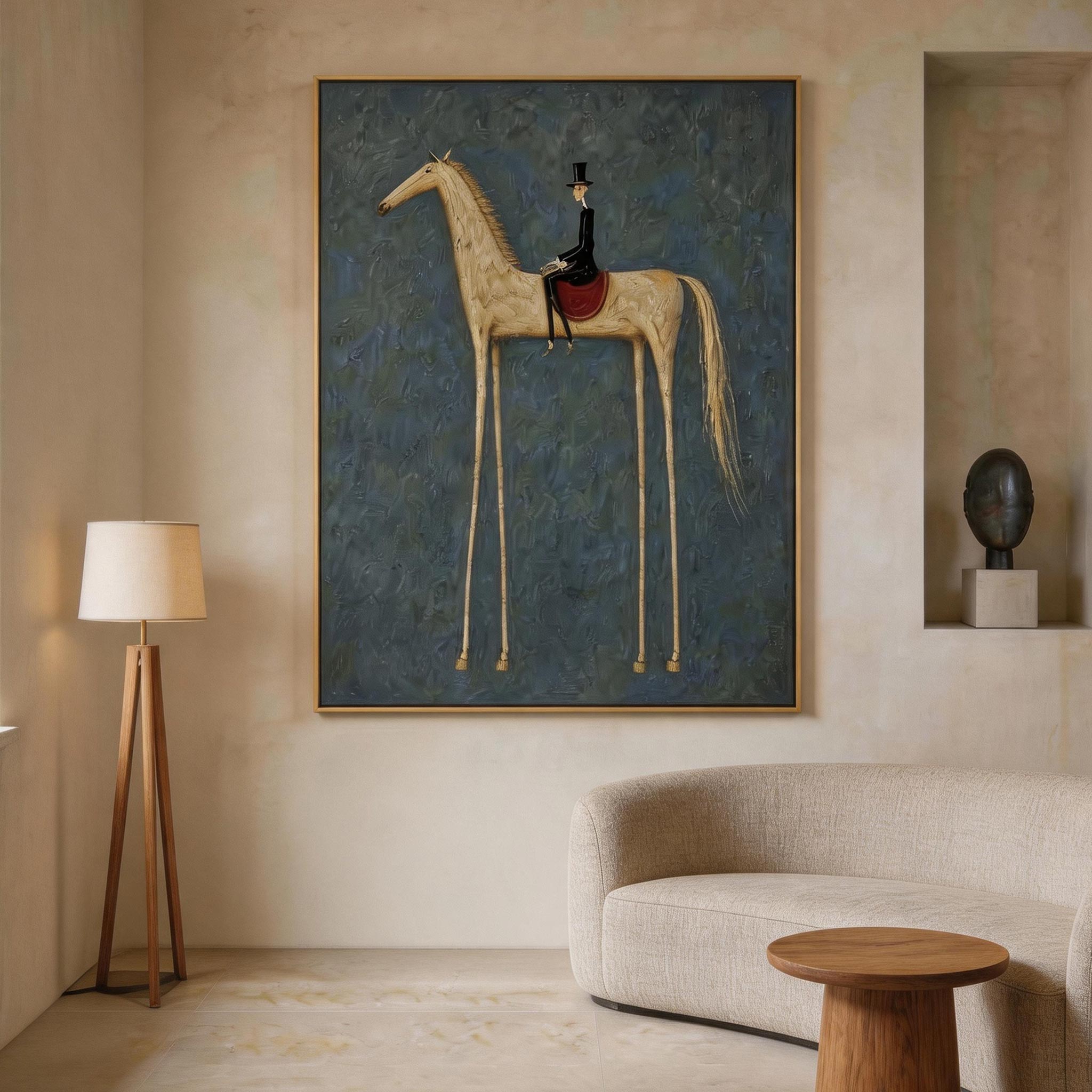The Gentleman Rider — Pale Horse & Top Hat Canvas Wall Art