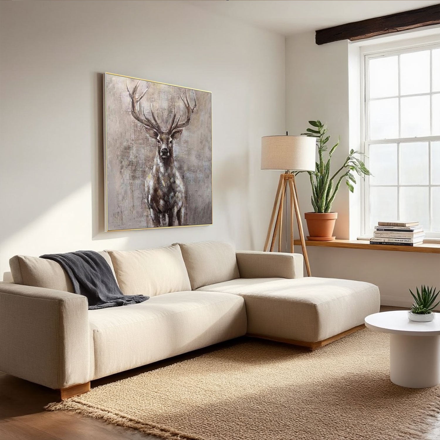 Textured Deer Portrait Wall Art