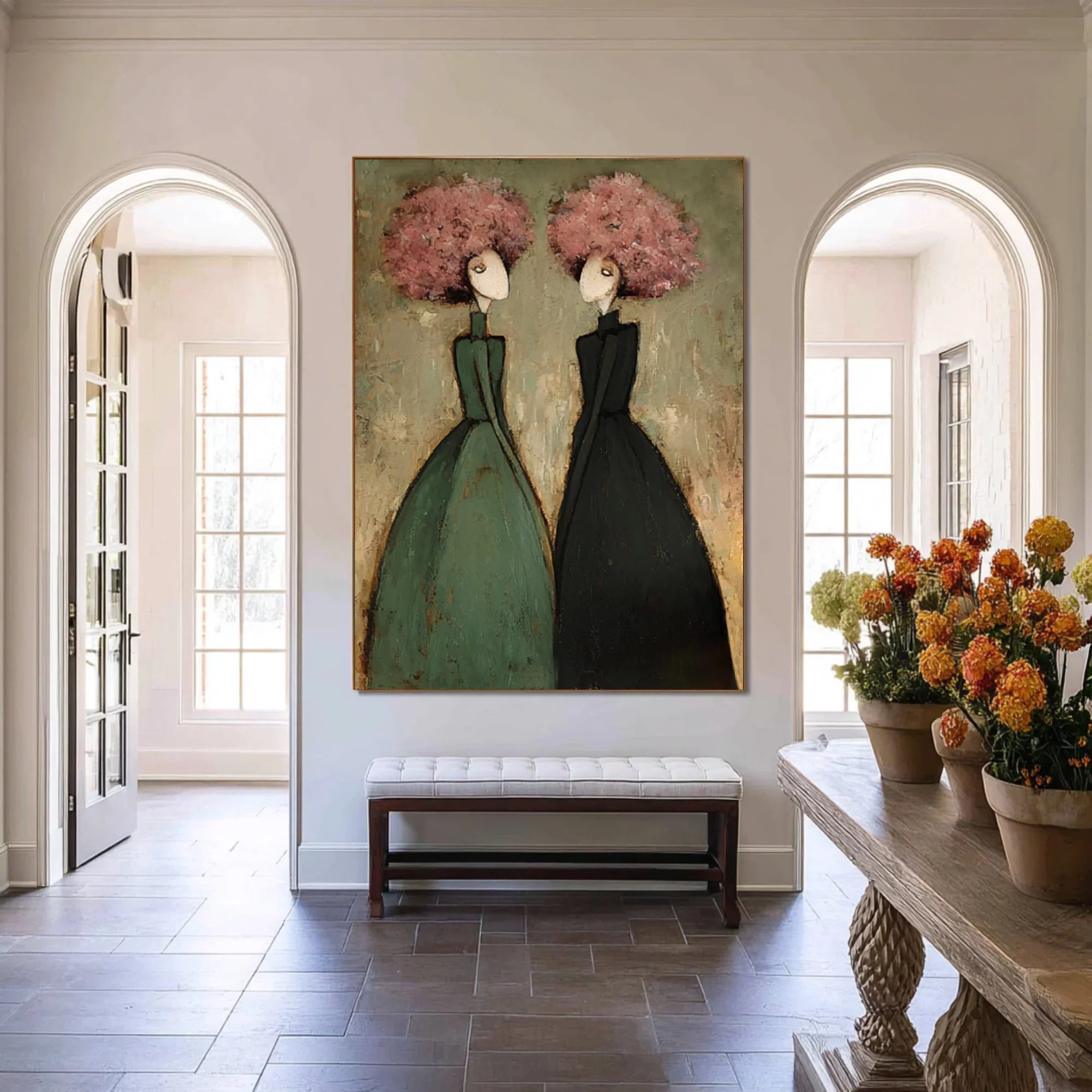 Textured Duo Figures Wall Art