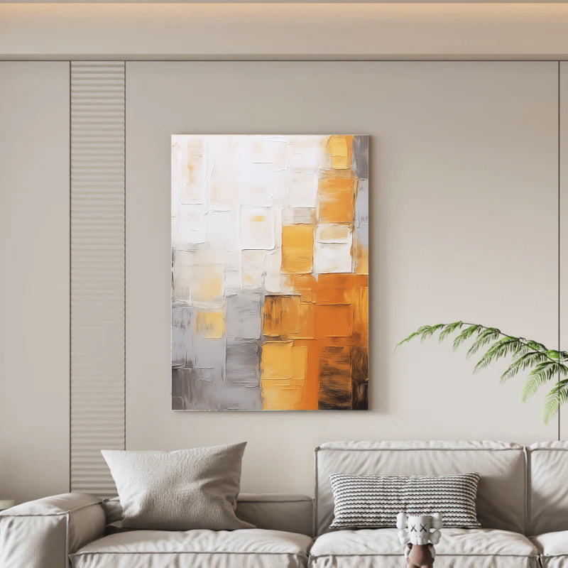 Abstract Orange and Beige Wall Art Painting