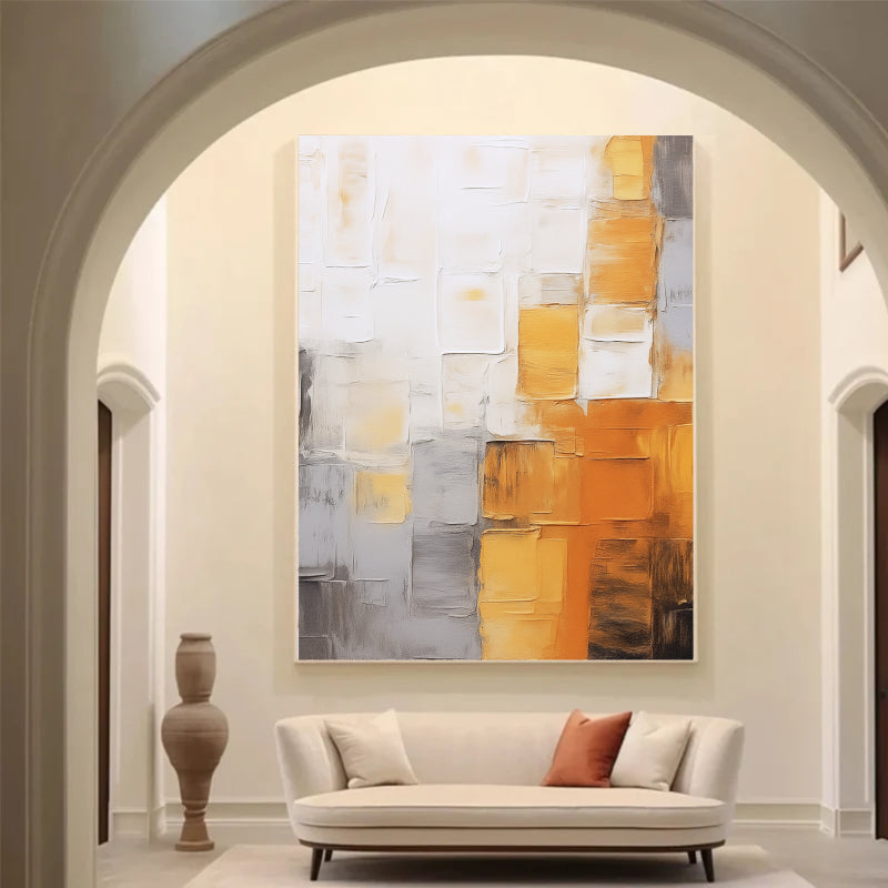 Abstract Orange and Beige Wall Art Painting