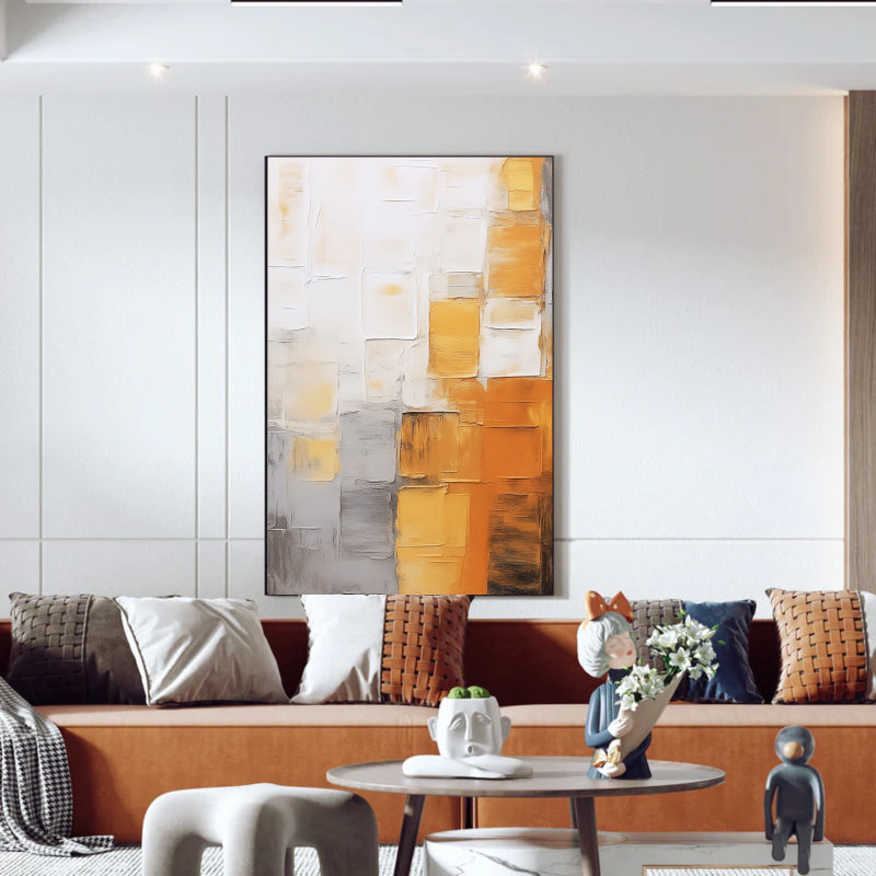 Abstract Orange and Beige Wall Art Painting