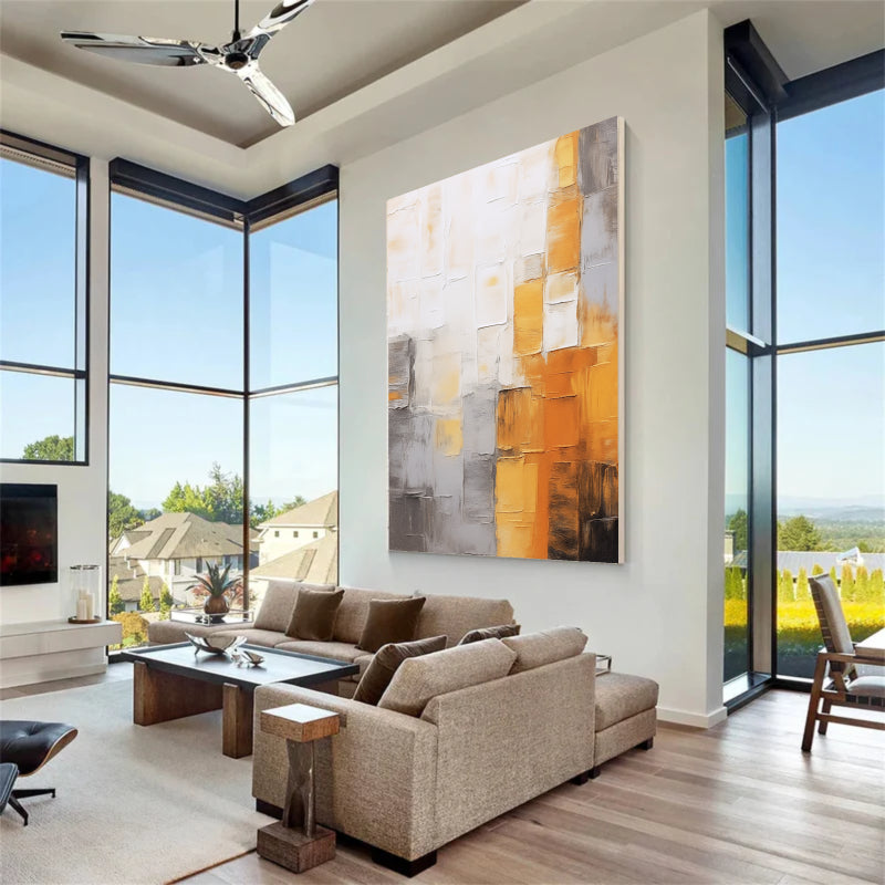 Abstract Orange and Beige Wall Art Painting