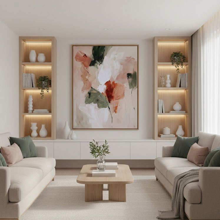 Whispers of Petals - Modern Impasto Abstract Floral Oil Painting