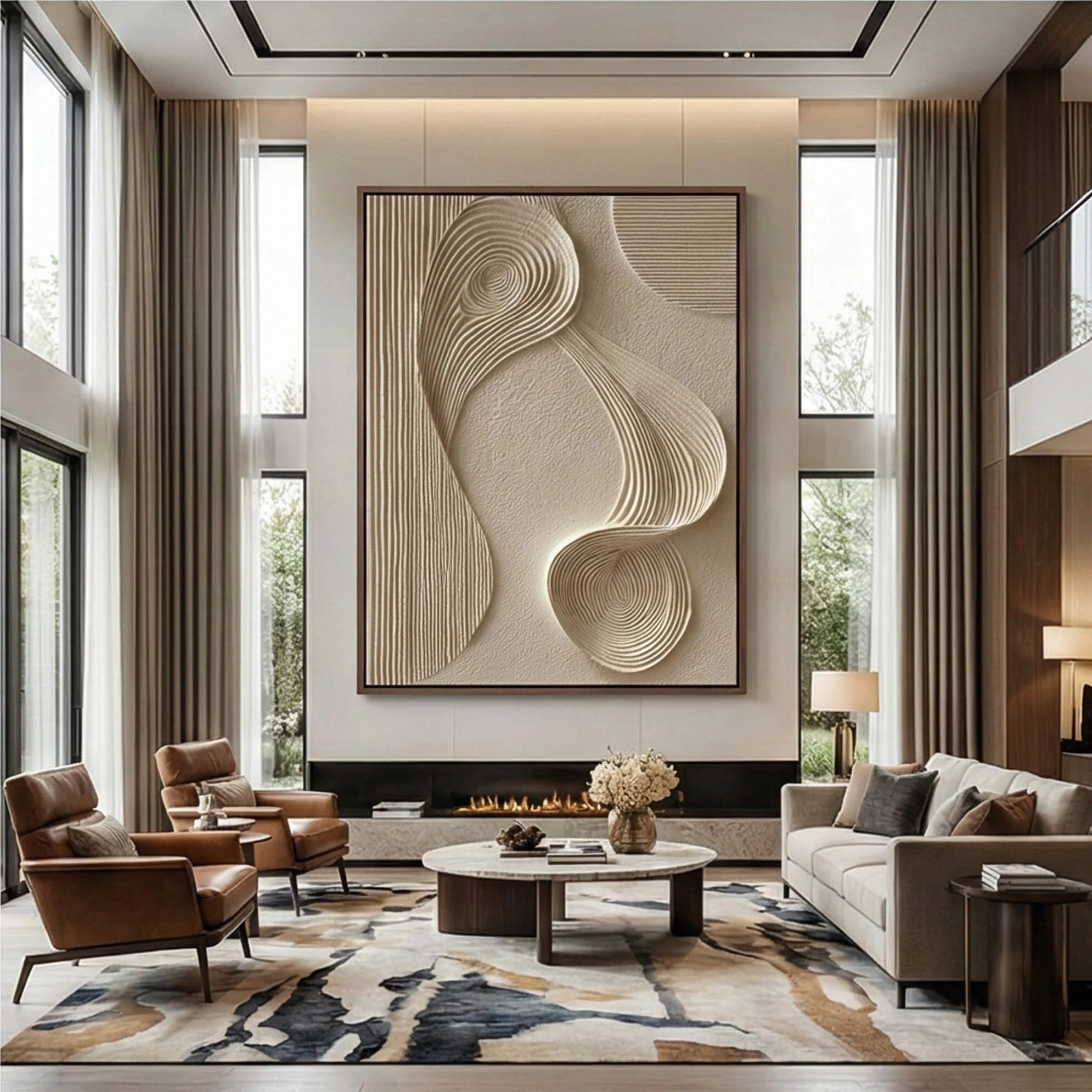 3D Sculptural Swirl Line Wall Art