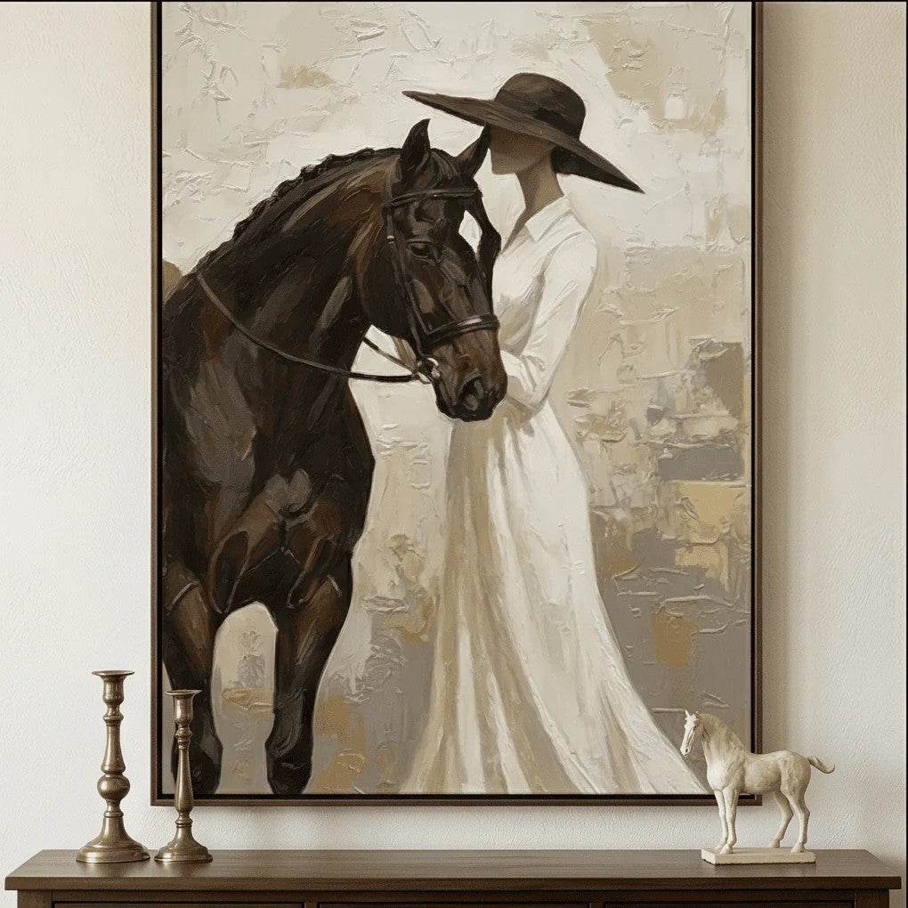 Textured Woman with Horse Wall Art