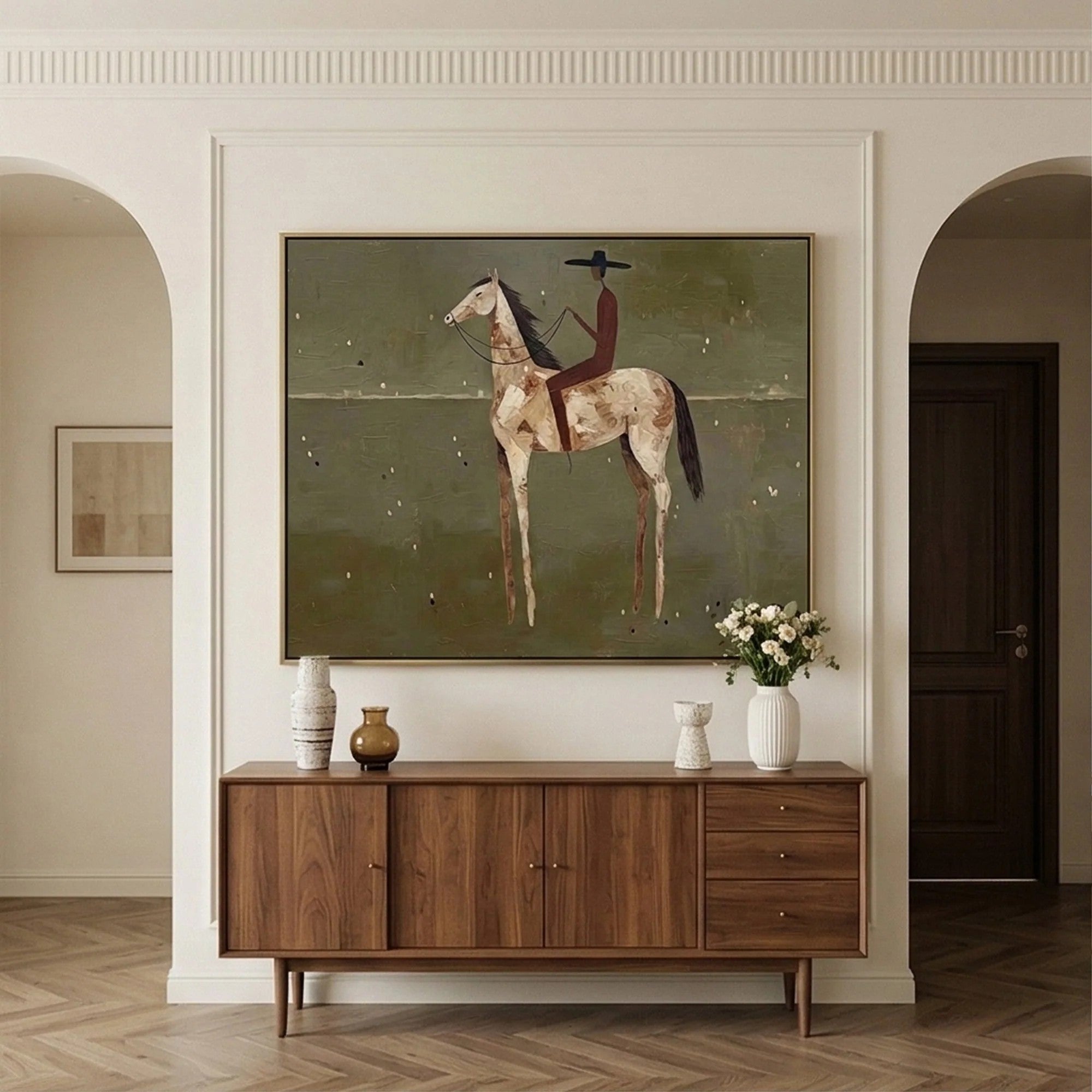 Textured Rider on Horseback Wall Art