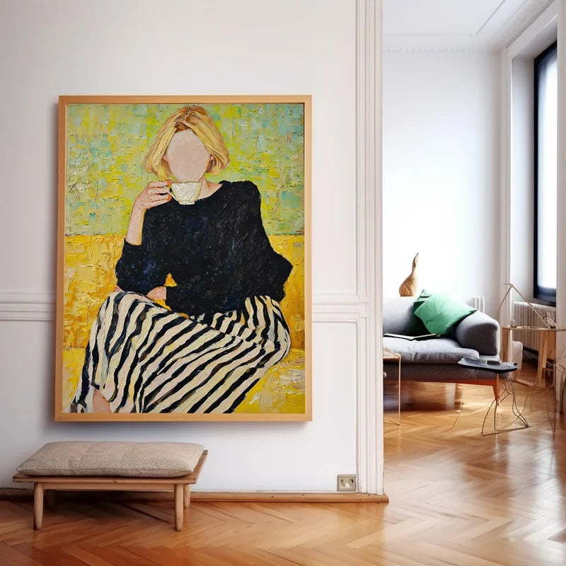 Faceless Coffee Woman Wall Art