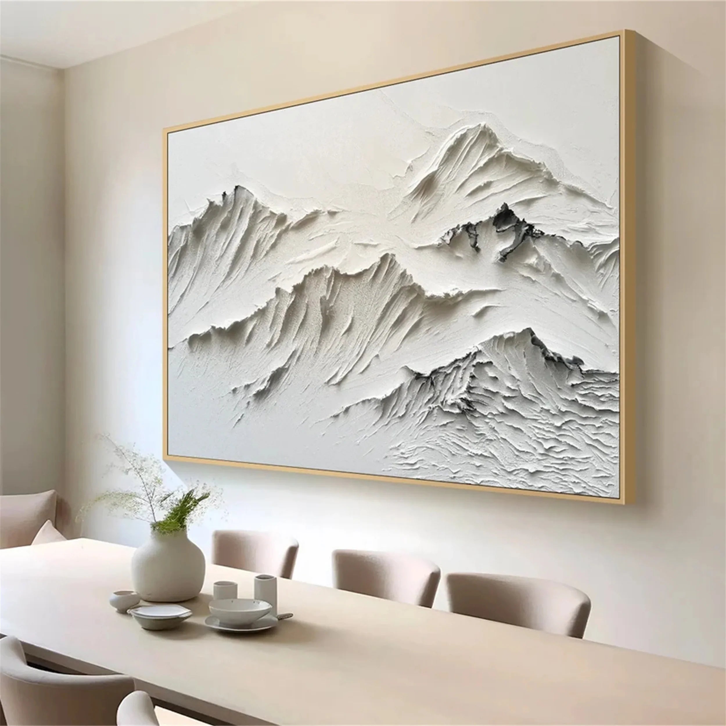 Textured White Peak Relief Art