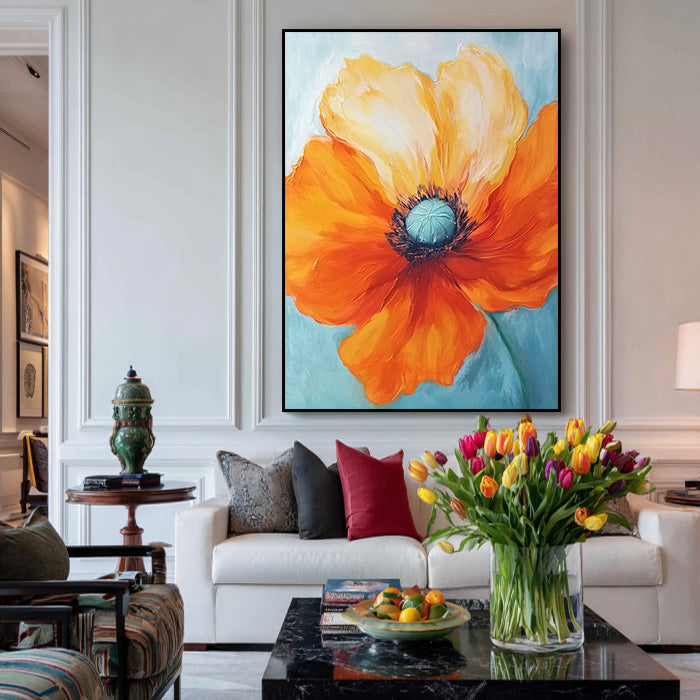Summer Focus - Modern Impasto Orange Floral Oil Painting