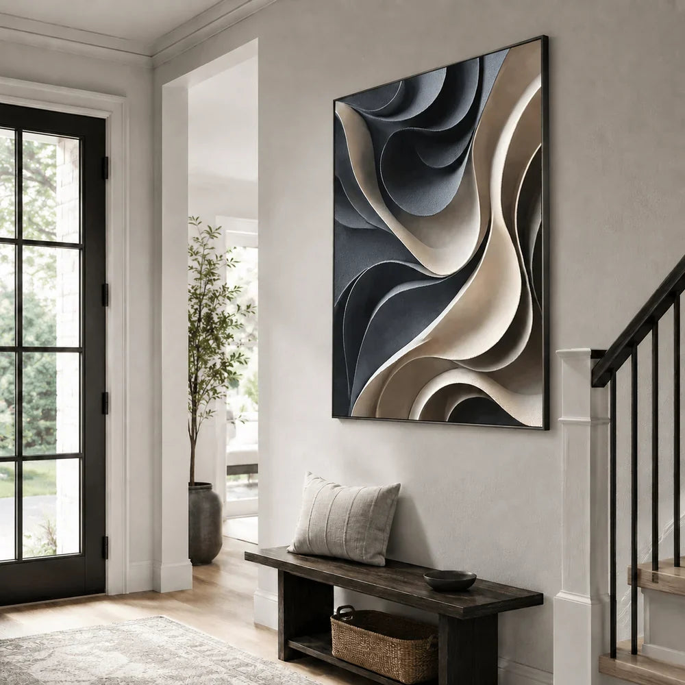 Sculptural Curved Waves Wall Art