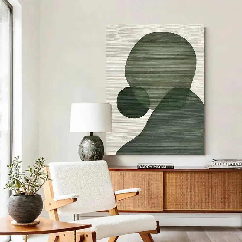 Hand-Painted Green Profile Silhouette Wall Art