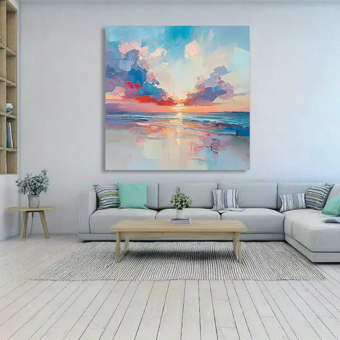 Sunset Kiss - Modern Impasto Abstract Sunset Seascape Wall Art