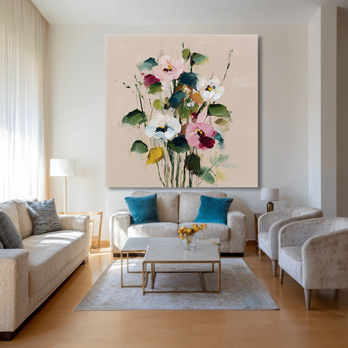 Ode to Spring - Hand Painted Modern Impasto Floral Oil Painting